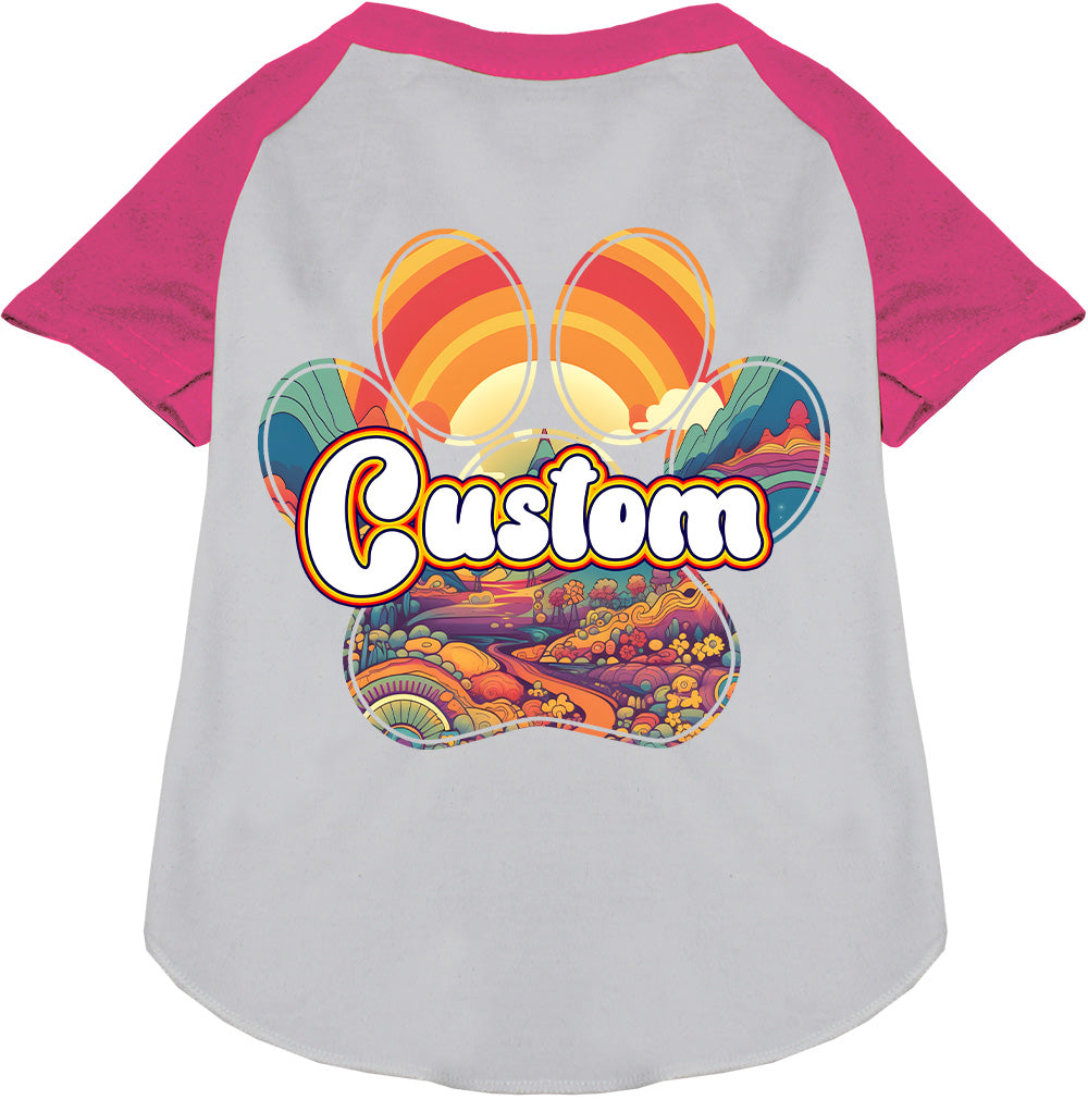 Custom Groovy Summit Pet Raglan Shirts White with Bright Pink