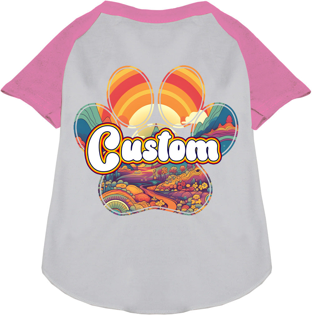 Custom Groovy Summit Pet Raglan Shirts White with Light Pink