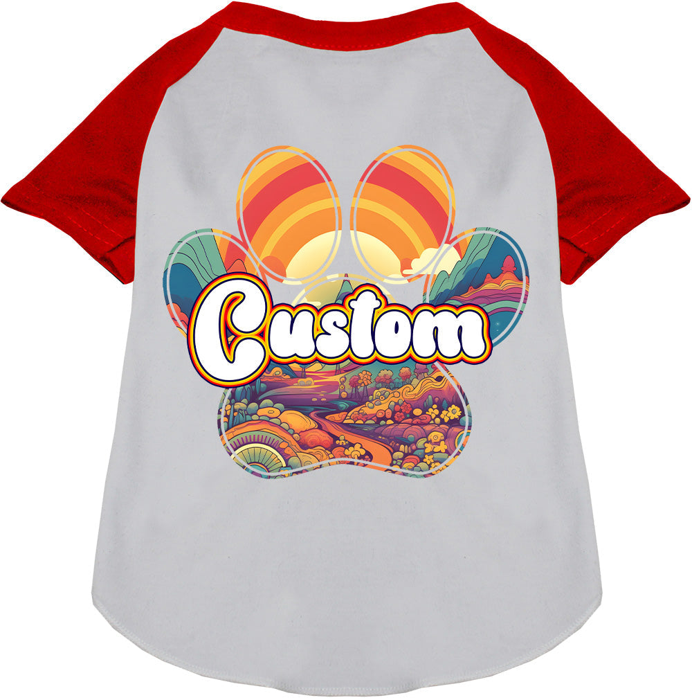 Custom Groovy Summit Pet Raglan Shirts White with Red