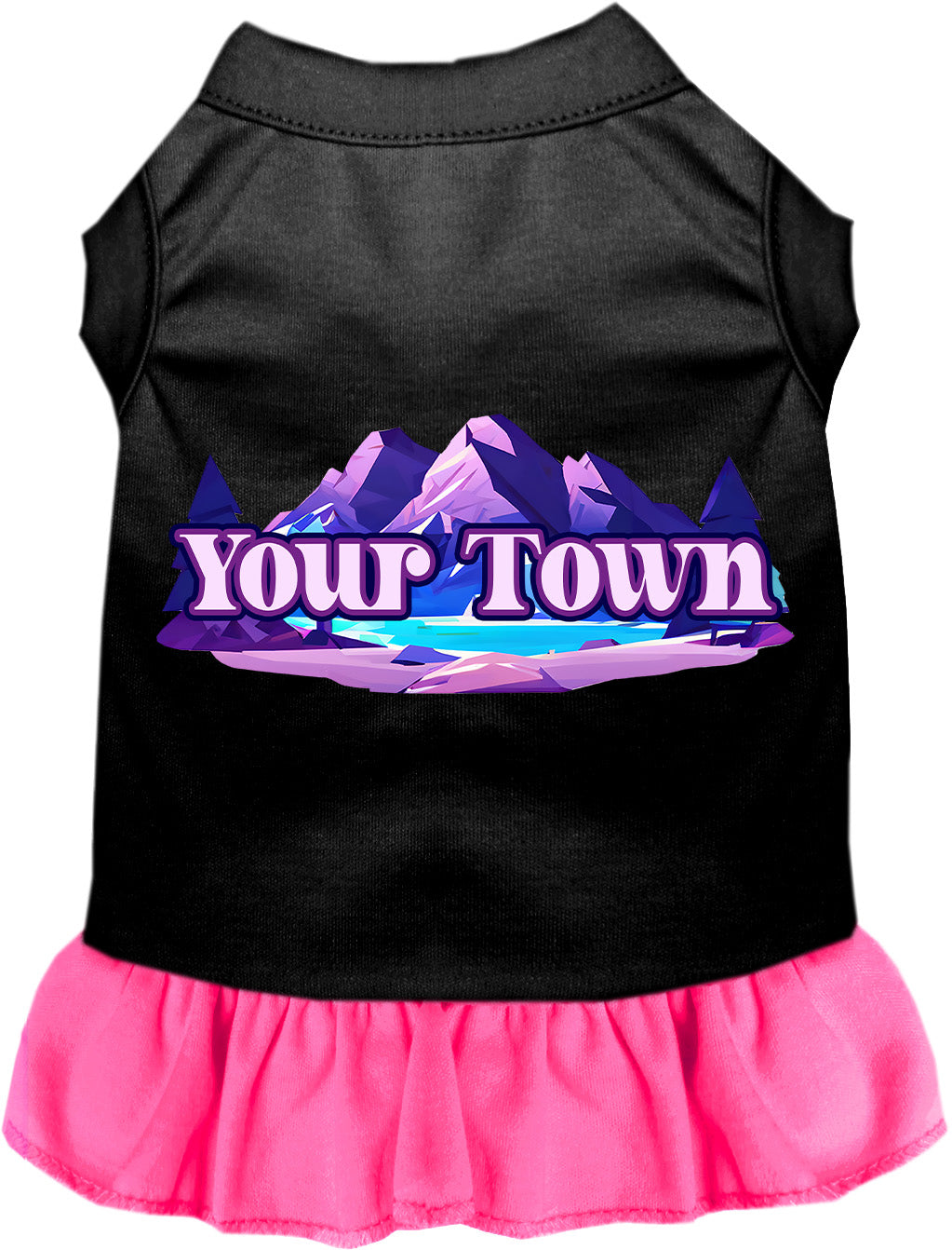 Custom Alpine Pawscape Pet Dress Black with Bright Pink