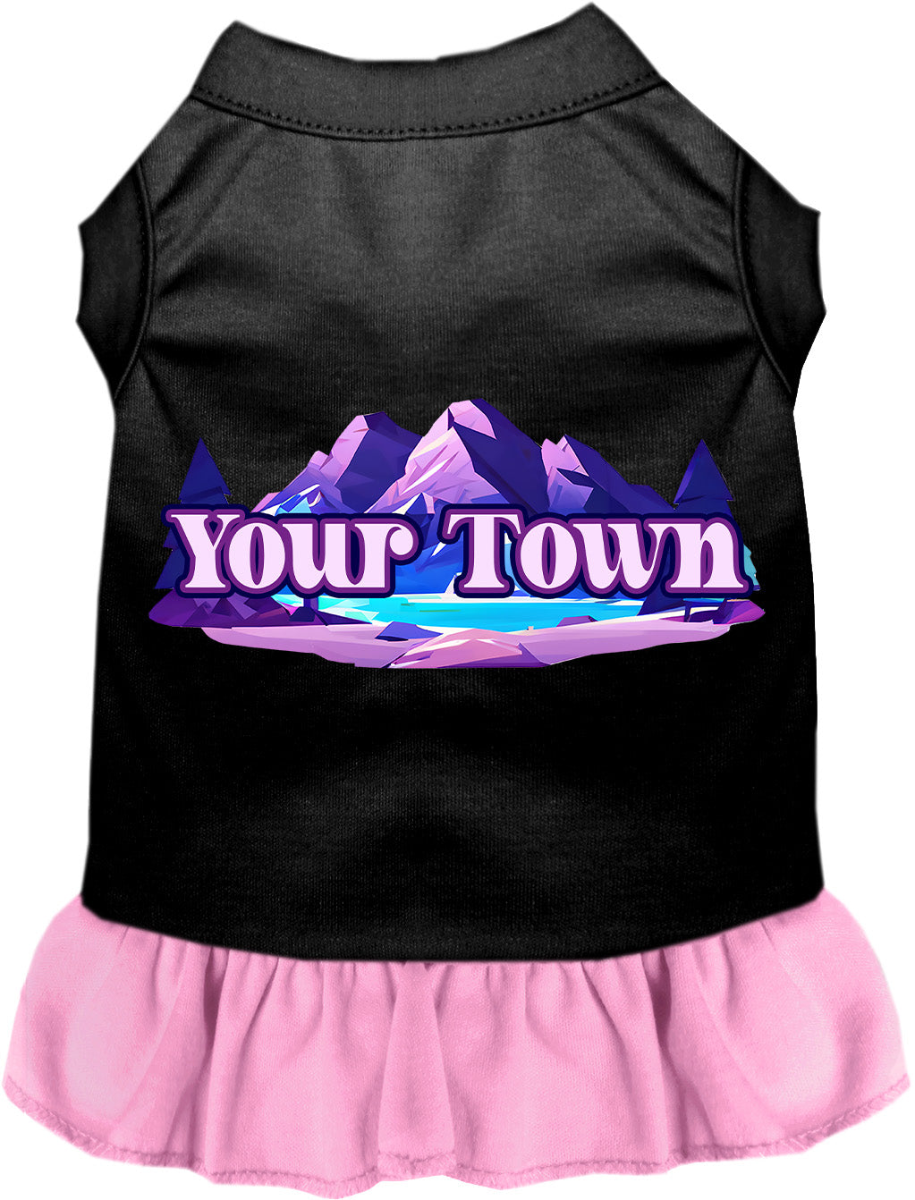 Custom Alpine Pawscape Pet Dress Black with Light Pink
