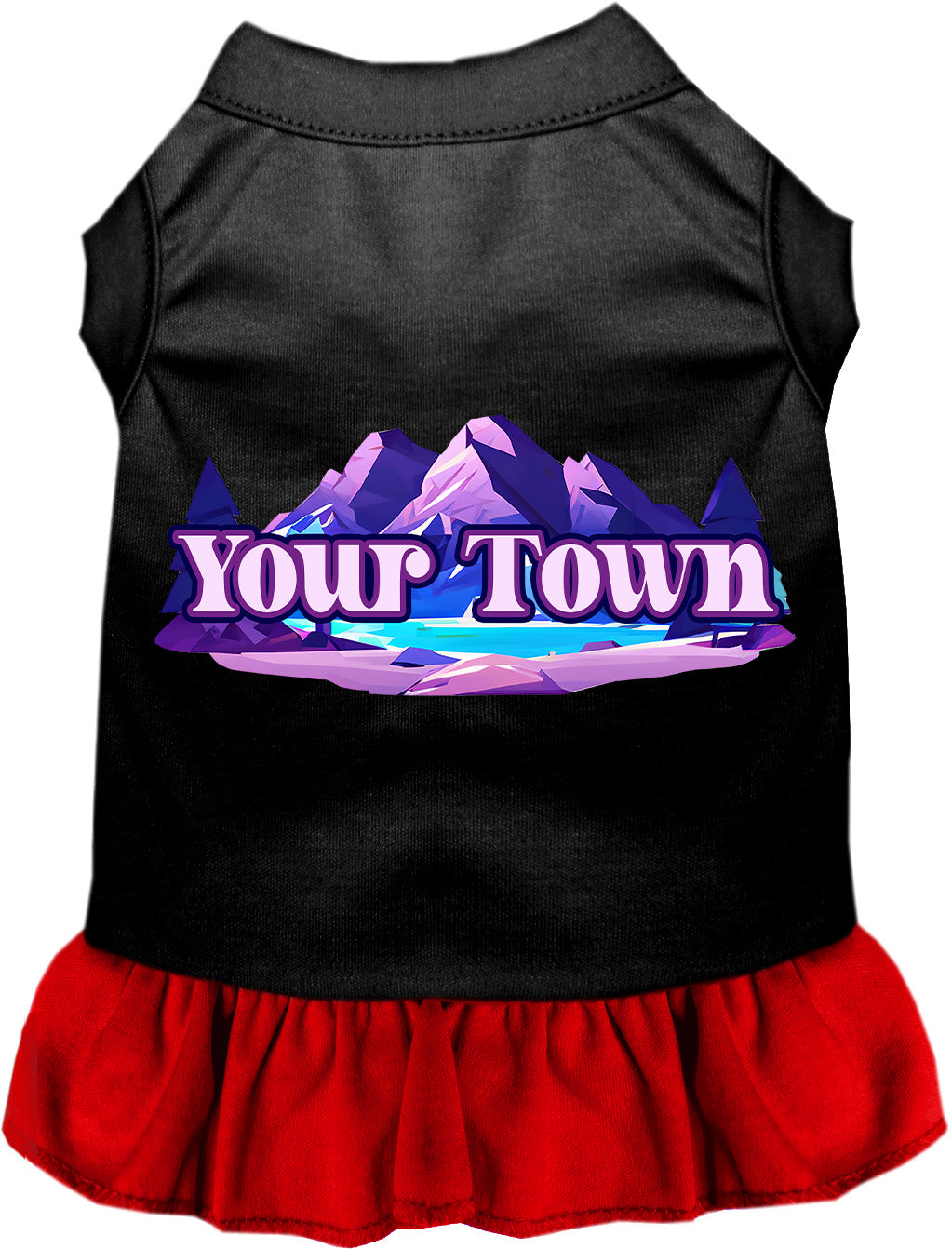 Custom Alpine Pawscape Pet Dress Black with Red