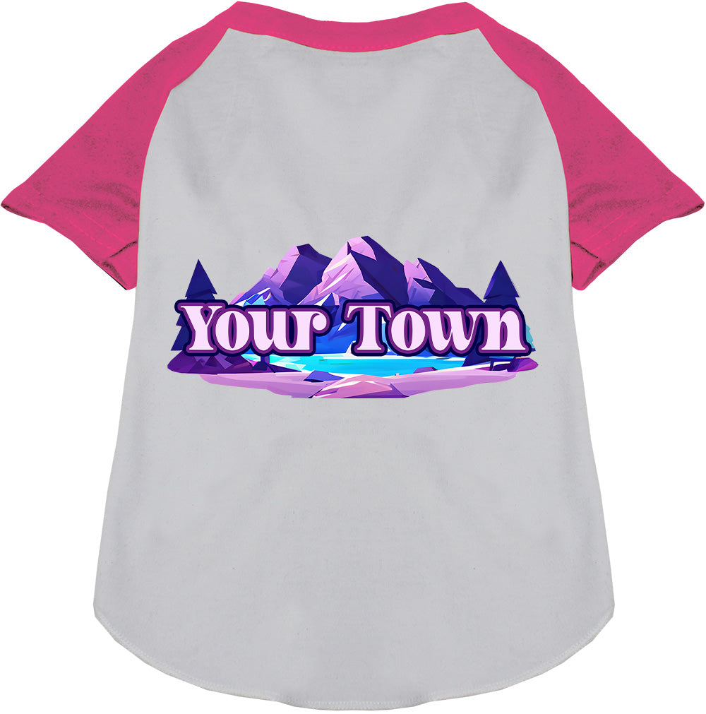 Custom Alpine Pawscape Pet Raglan Shirts White with Bright Pink