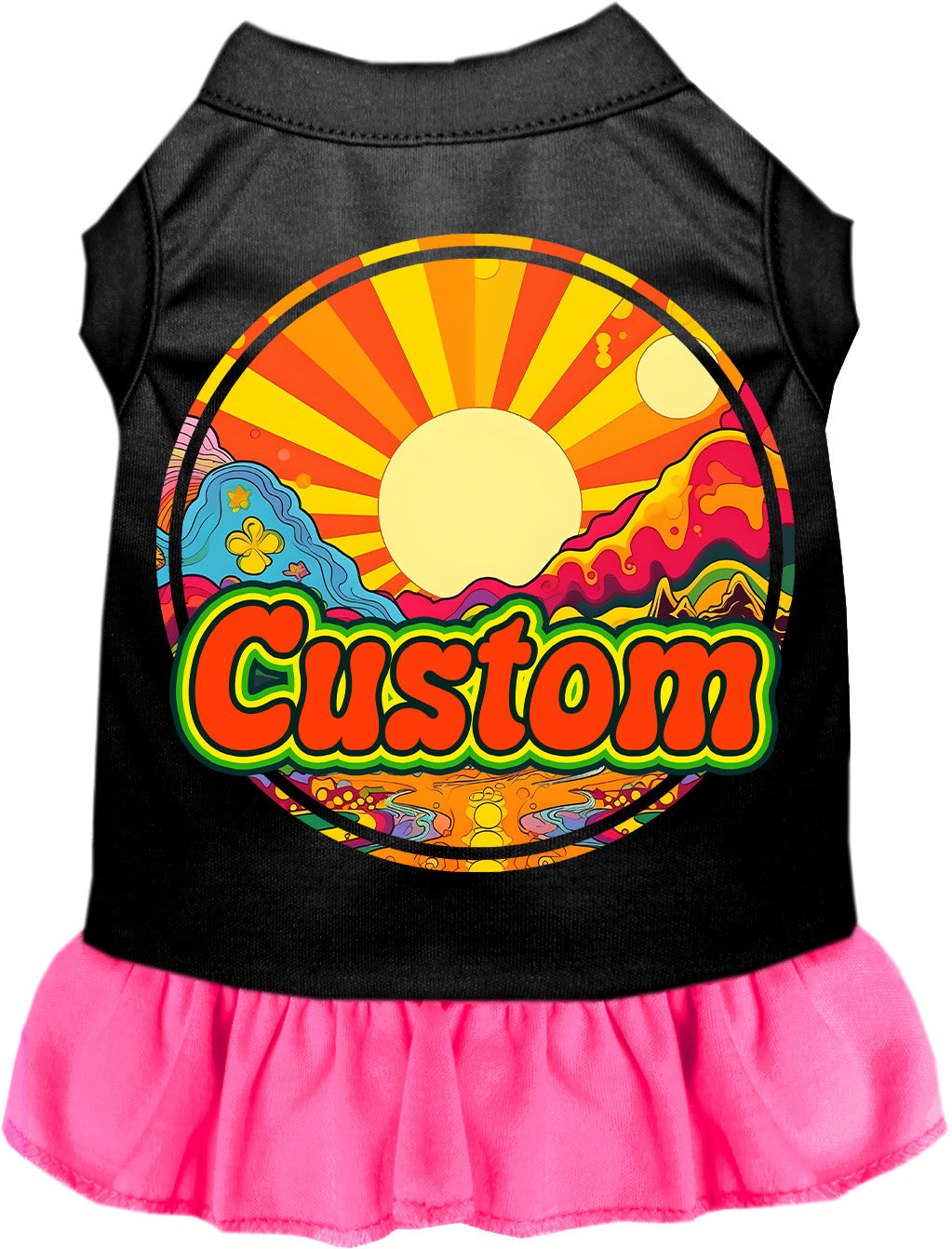 Custom Mellow Mountain Pet Dress Black with Bright Pink