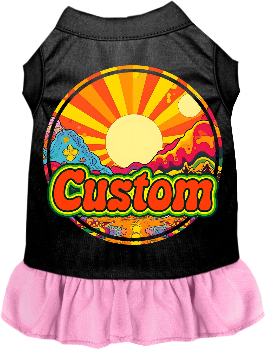 Custom Mellow Mountain Pet Dress Black with Light Pink