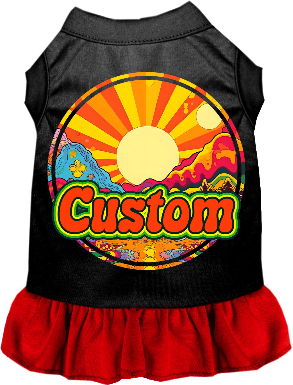 Custom Mellow Mountain Pet Dress Black with Red