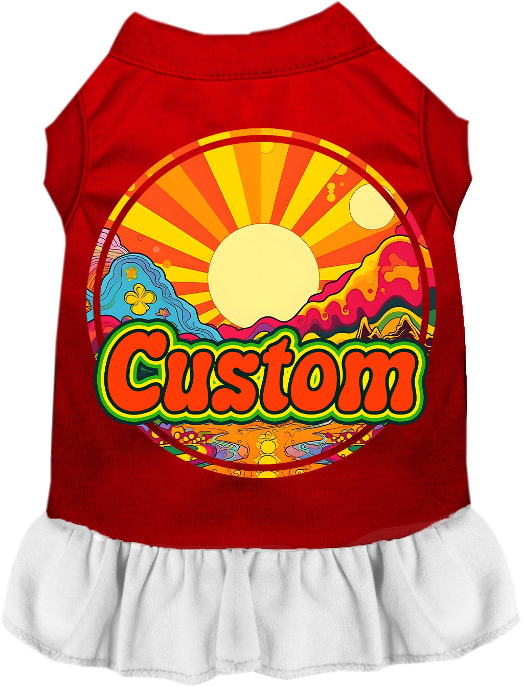Custom Mellow Mountain Pet Dress Red with White
