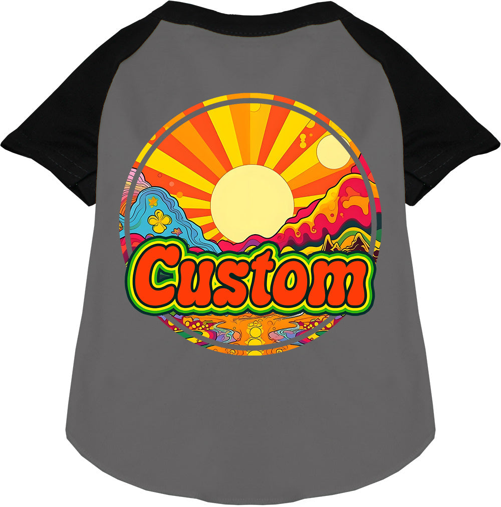 Custom Mellow Mountain Pet Raglan Shirts Grey with Black