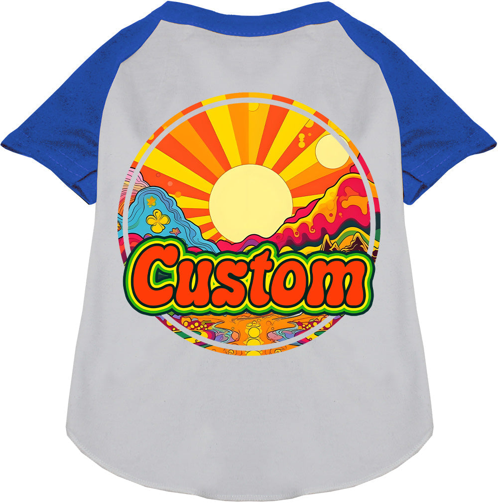 Custom Mellow Mountain Pet Raglan Shirts White with Blue