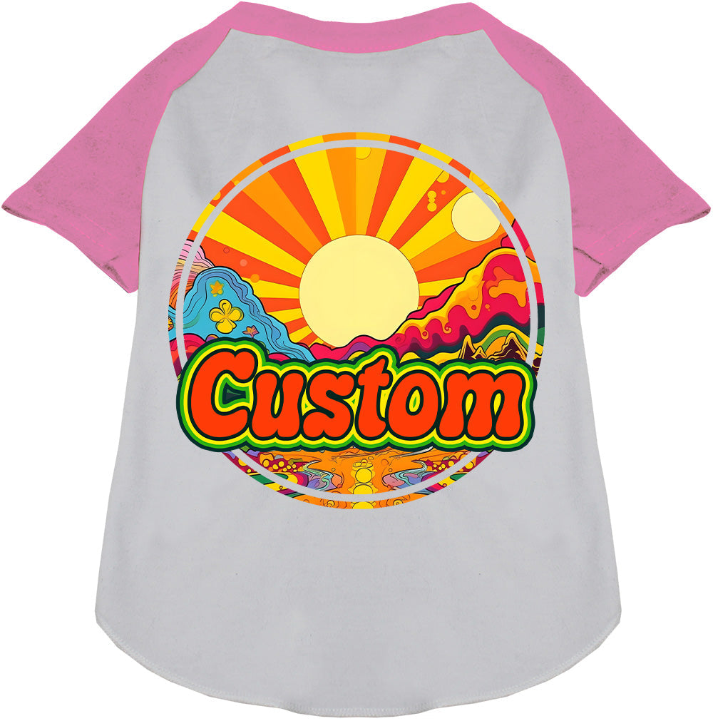 Custom Mellow Mountain Pet Raglan Shirts White with Light Pink