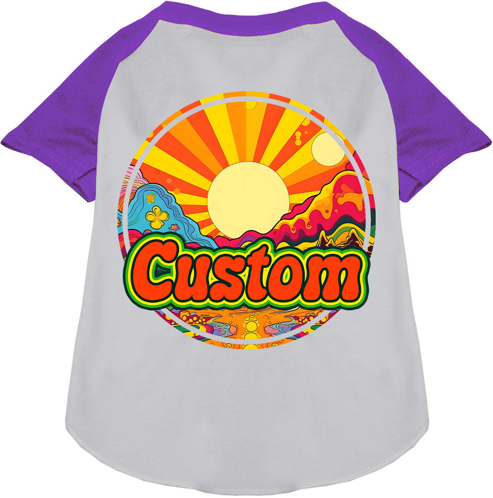 Custom Mellow Mountain Pet Raglan Shirts White with Purple