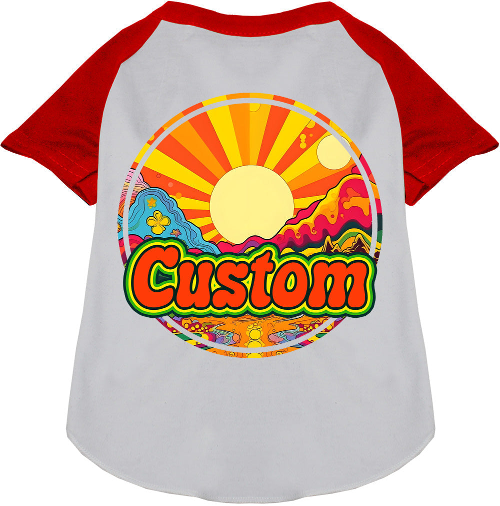 Custom Mellow Mountain Pet Raglan Shirts White with Red