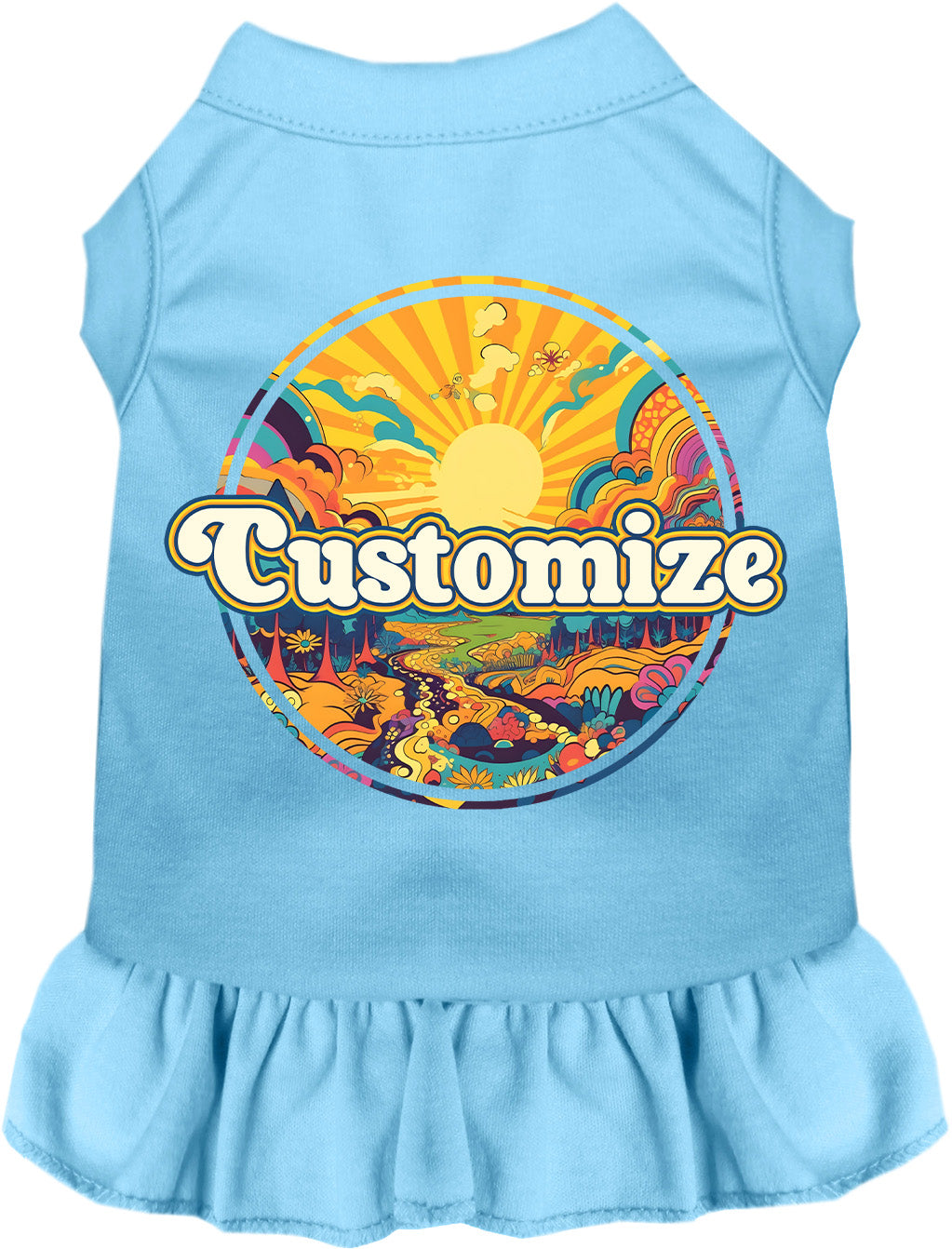 Custom Trippy Peaks Pet Dress Baby Blue