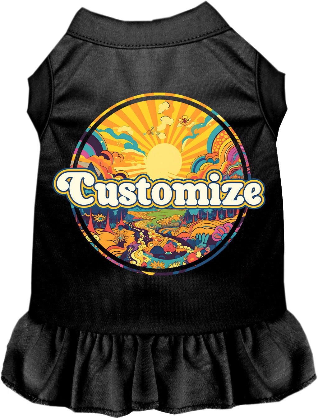 Custom Trippy Peaks Pet Dress Black