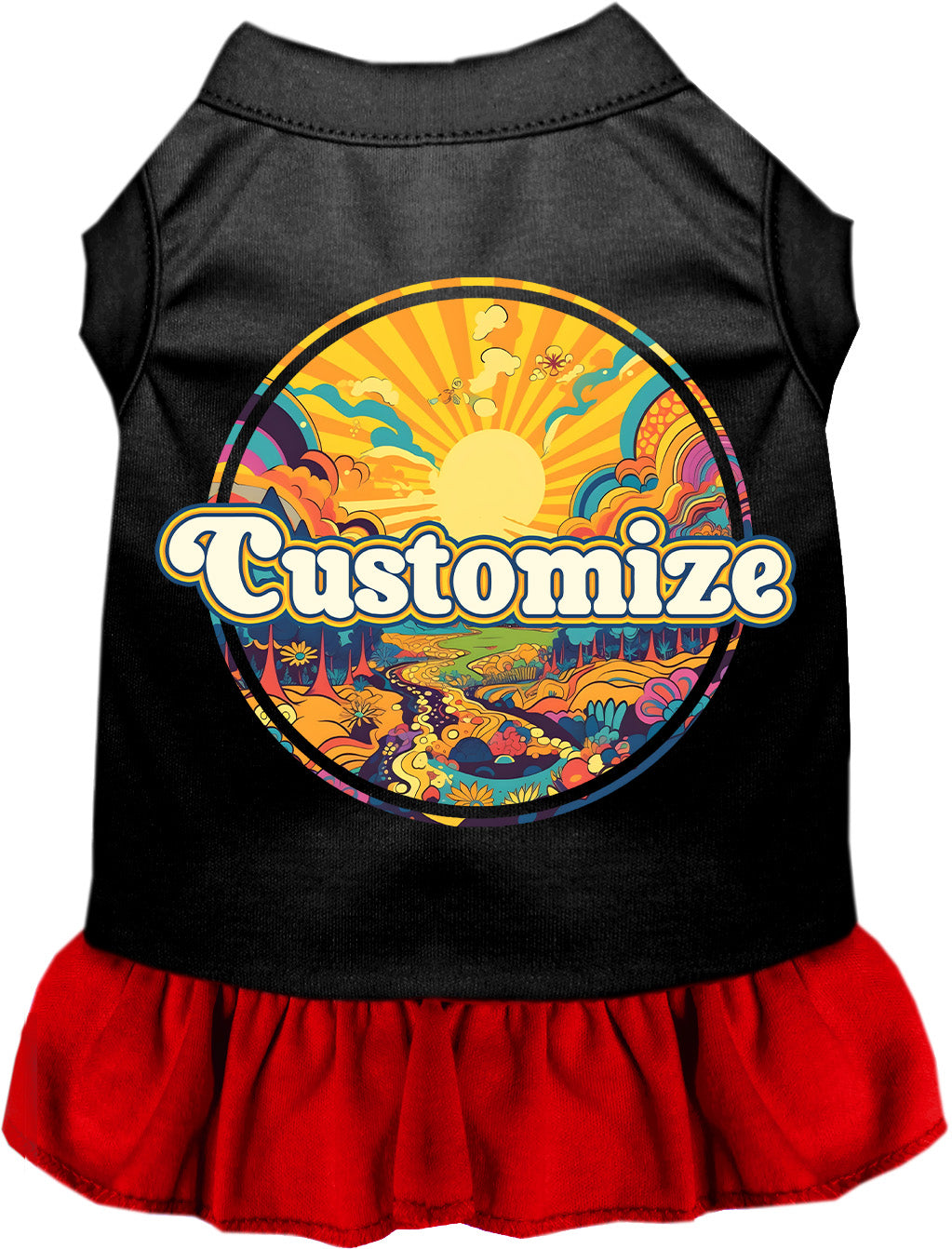Custom Trippy Peaks Pet Dress Black with Red