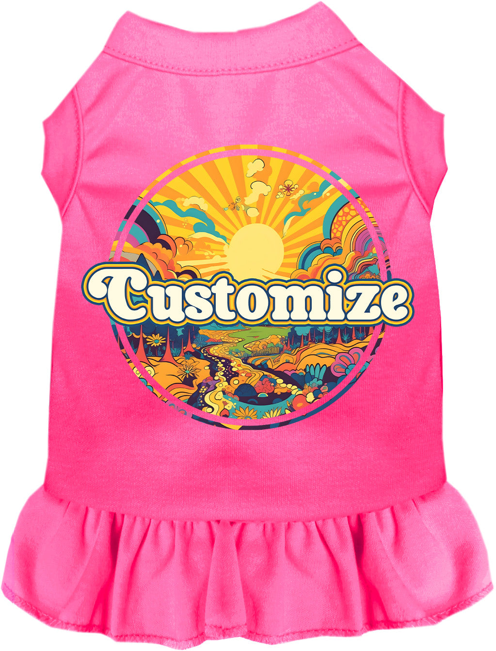 Custom Trippy Peaks Pet Dress Bright Pink