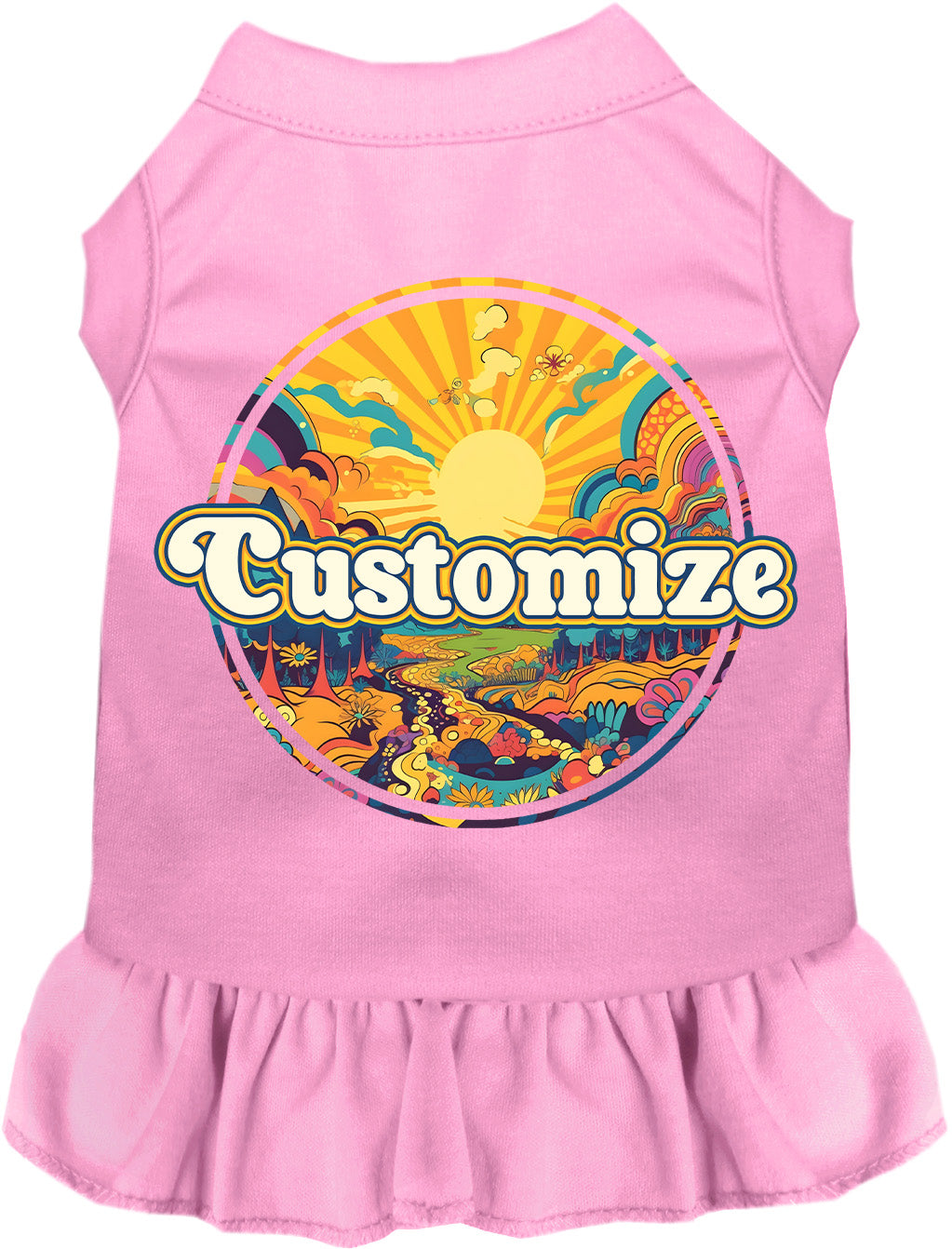 Custom Trippy Peaks Pet Dress Light Pink