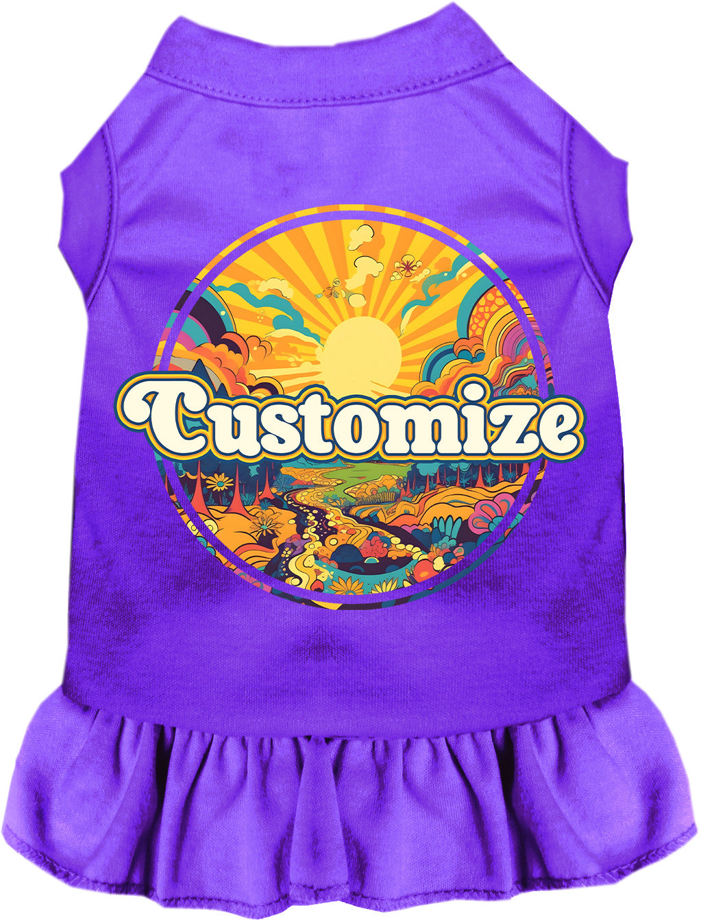 Custom Trippy Peaks Pet Dress Purple