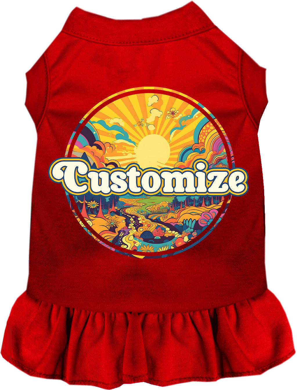 Custom Trippy Peaks Pet Dress Red