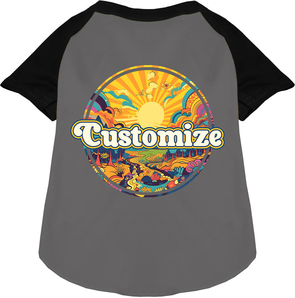 Custom Trippy Peaks Pet Raglan Shirts Grey with Black