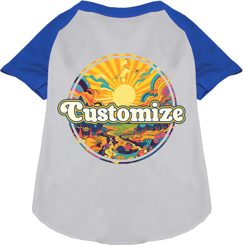 Custom Trippy Peaks Pet Raglan Shirts White with Blue