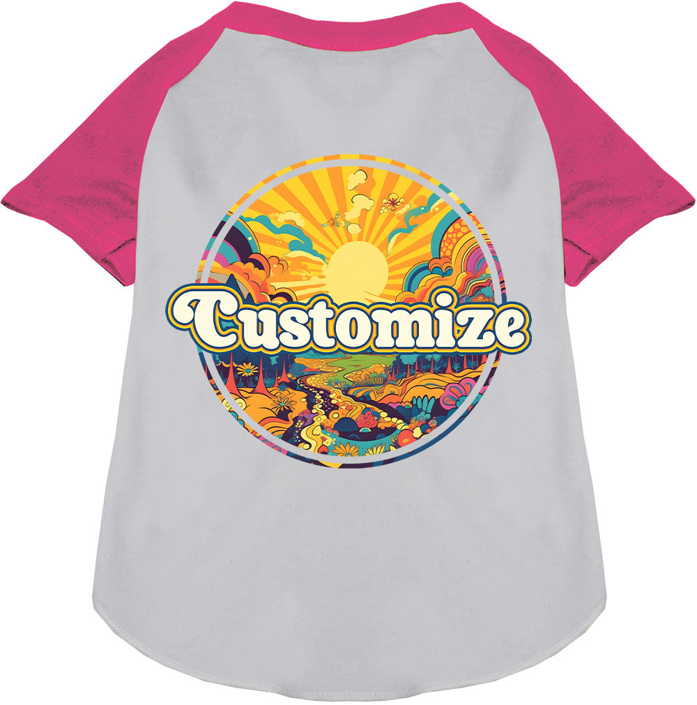 Custom Trippy Peaks Pet Raglan Shirts White with Bright Pink