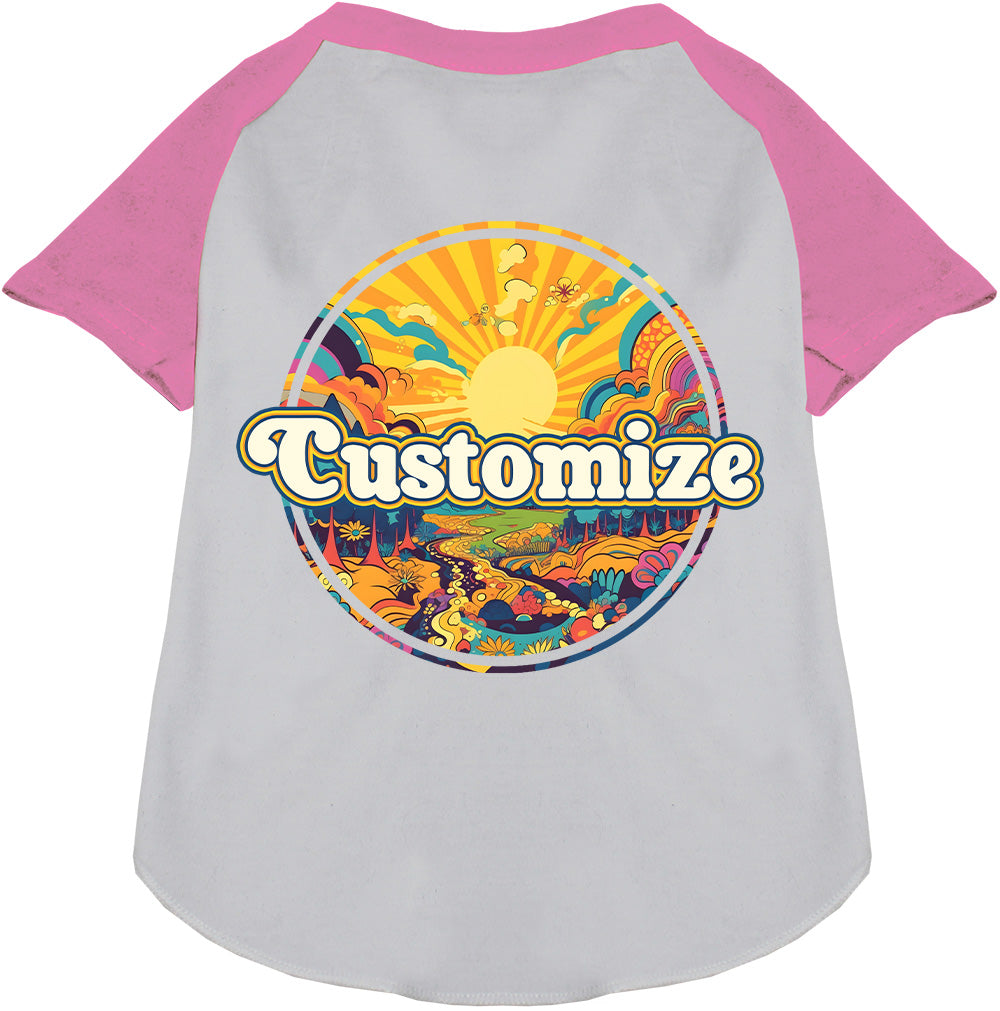 Custom Trippy Peaks Pet Raglan Shirts White with Light Pink