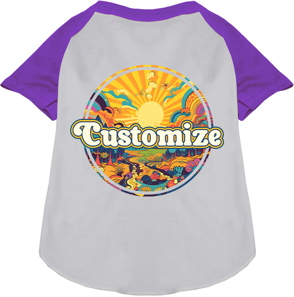 Custom Trippy Peaks Pet Raglan Shirts White with Purple