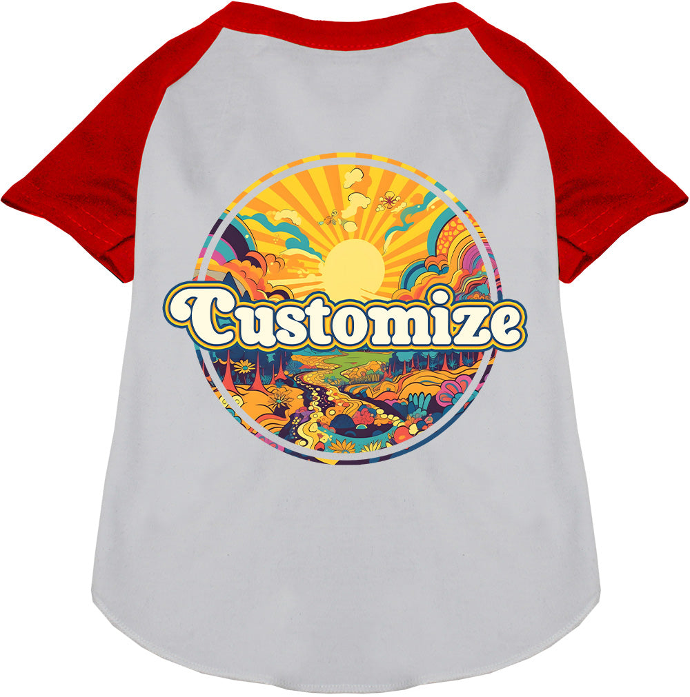 Custom Trippy Peaks Pet Raglan Shirts White with Red