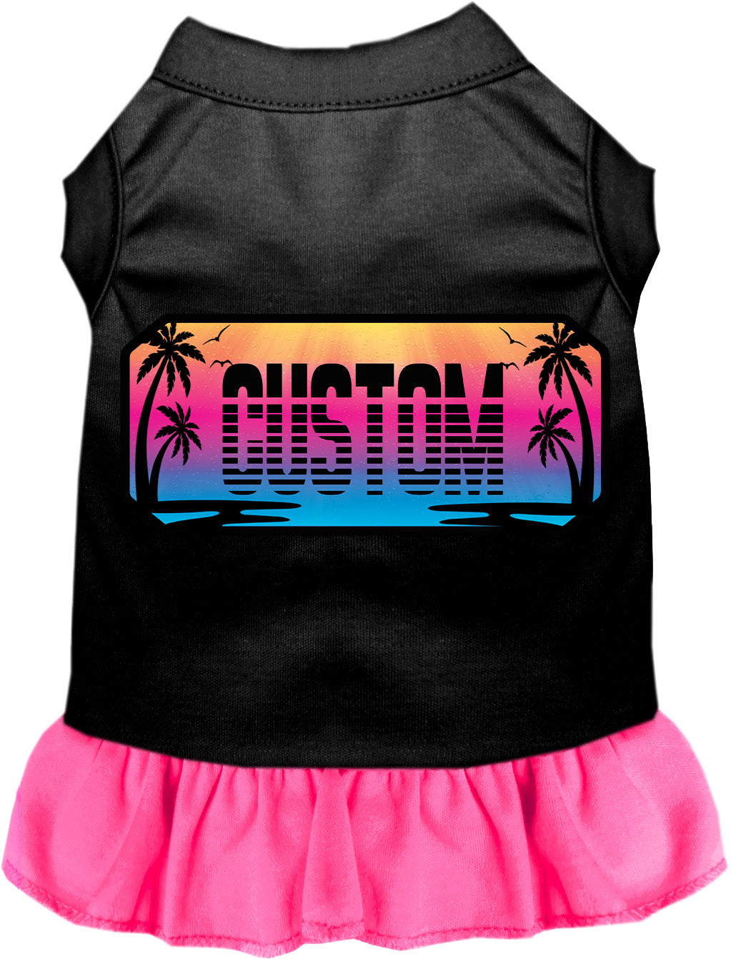 Custom Beach Shades Pet Dress Black with Bright Pink