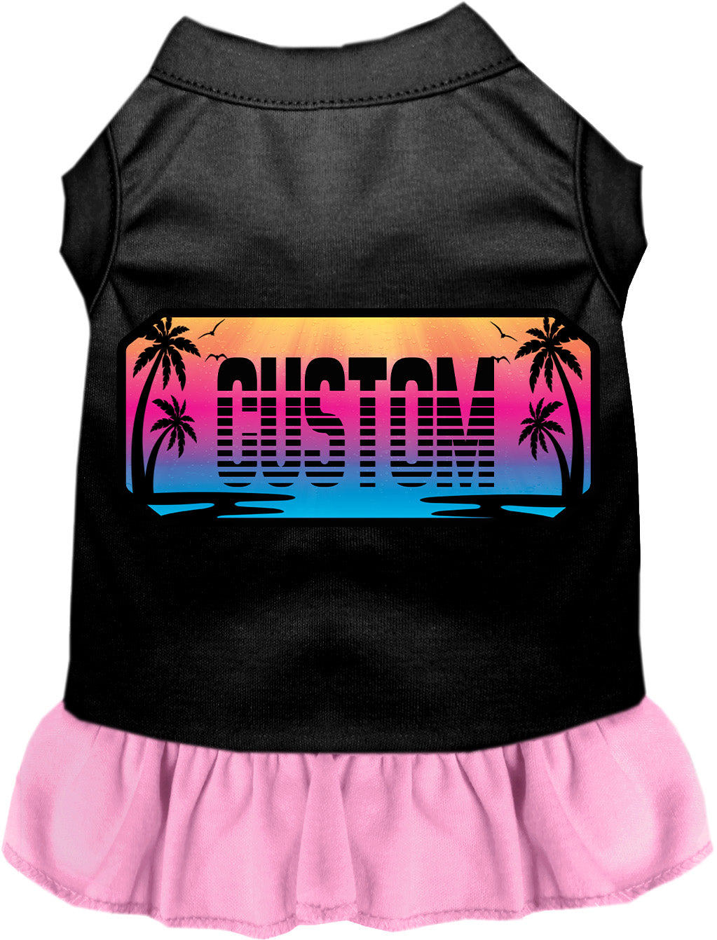 Custom Beach Shades Pet Dress Black with Light Pink