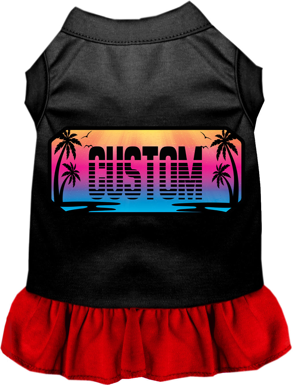 Custom Beach Shades Pet Dress Black with Red
