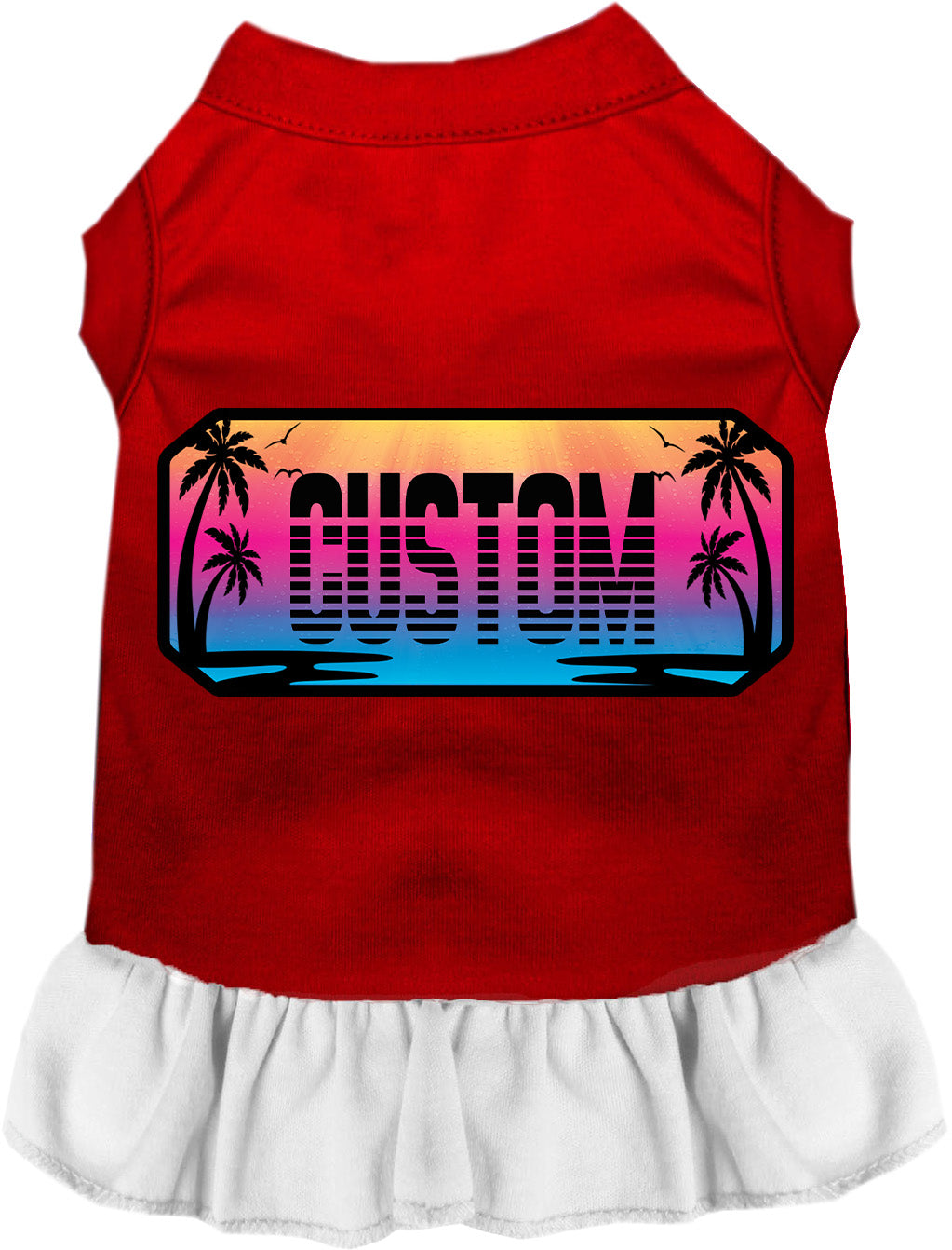 Custom Beach Shades Pet Dress Red with White
