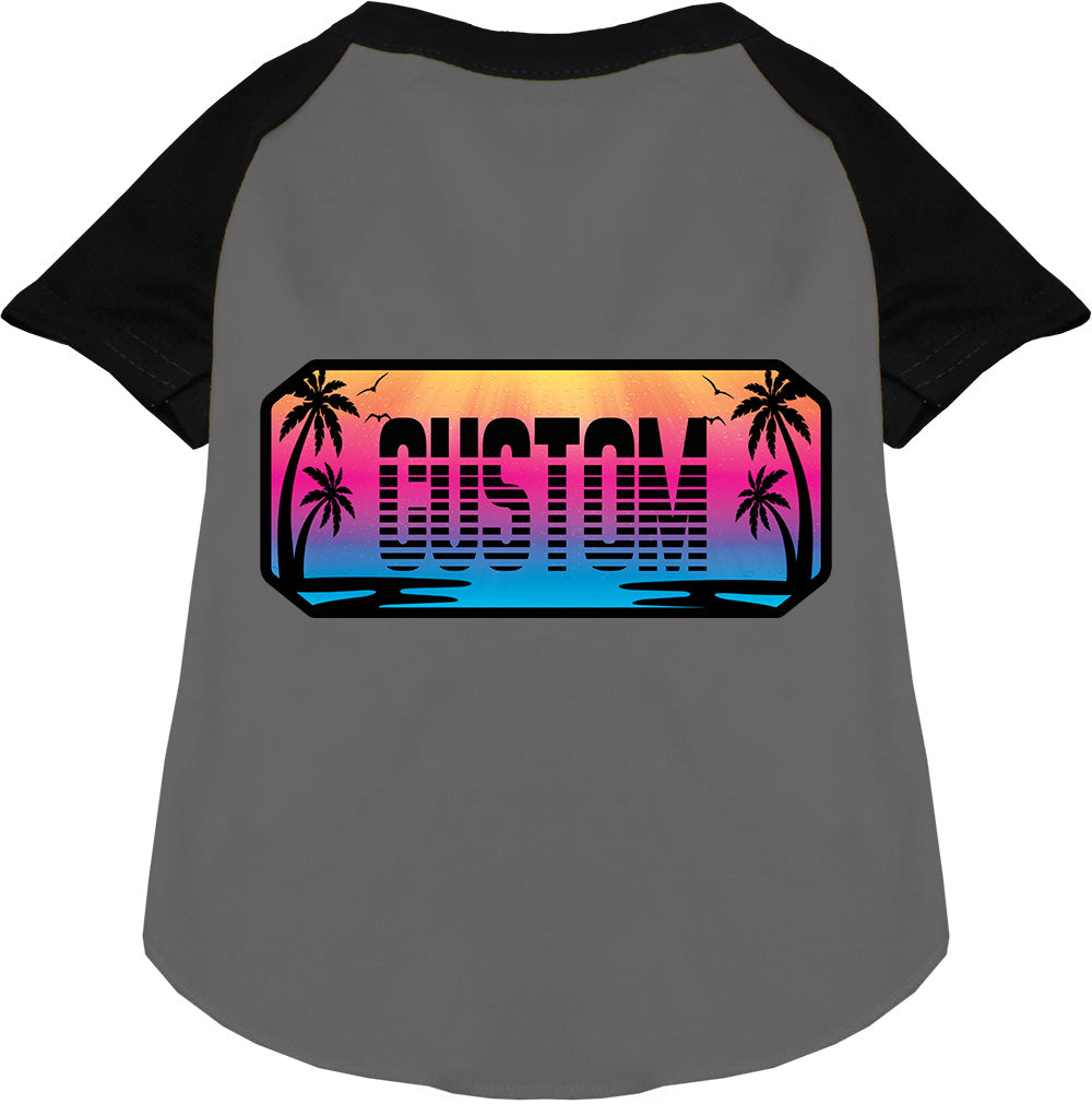 Custom Beach Shades Pet Raglan Shirts Grey with Black