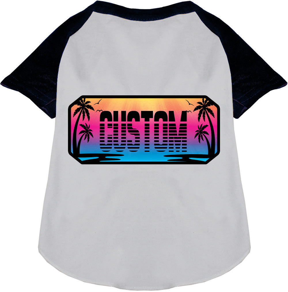 Custom Beach Shades Pet Raglan Shirts White with Black