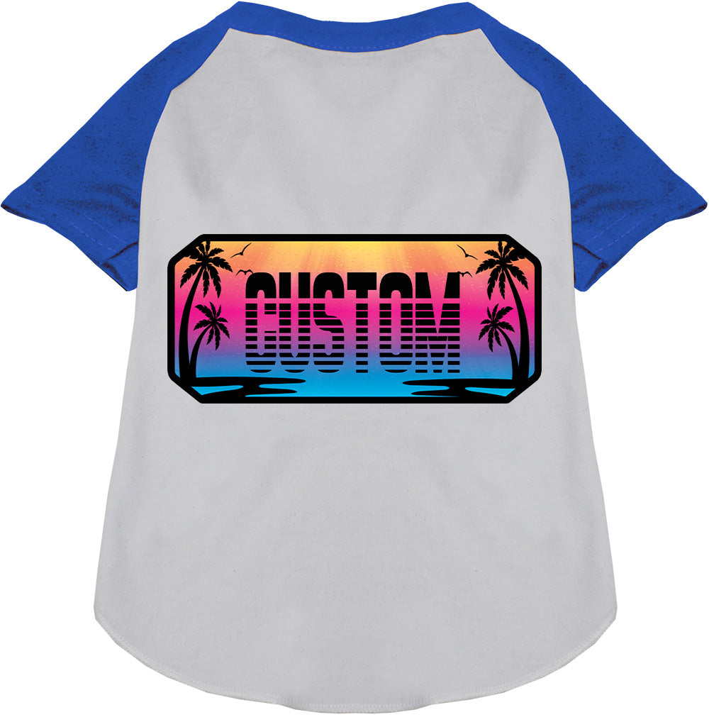 Custom Beach Shades Pet Raglan Shirts White with Blue