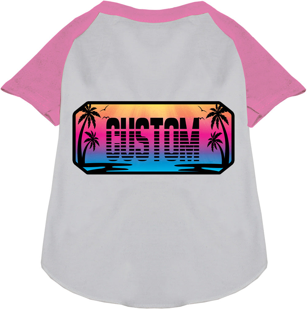 Custom Beach Shades Pet Raglan Shirts White with Light Pink