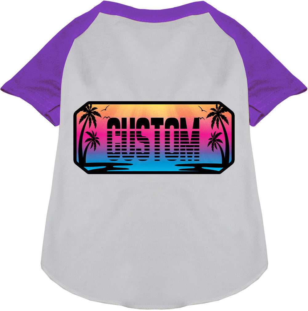 Custom Beach Shades Pet Raglan Shirts White with Purple