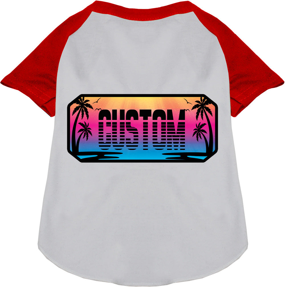 Custom Beach Shades Pet Raglan Shirts White with Red