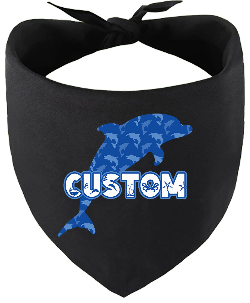 Custom Blue Dolphins Pet Bandana Black