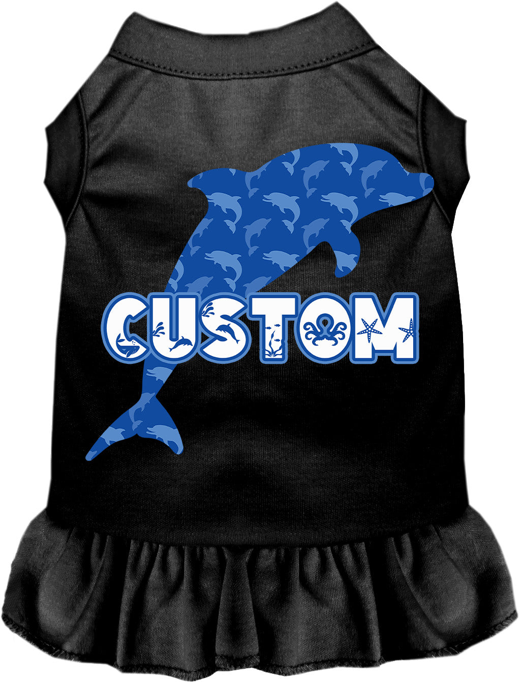 Custom Blue Dolphins Pet Dress Black
