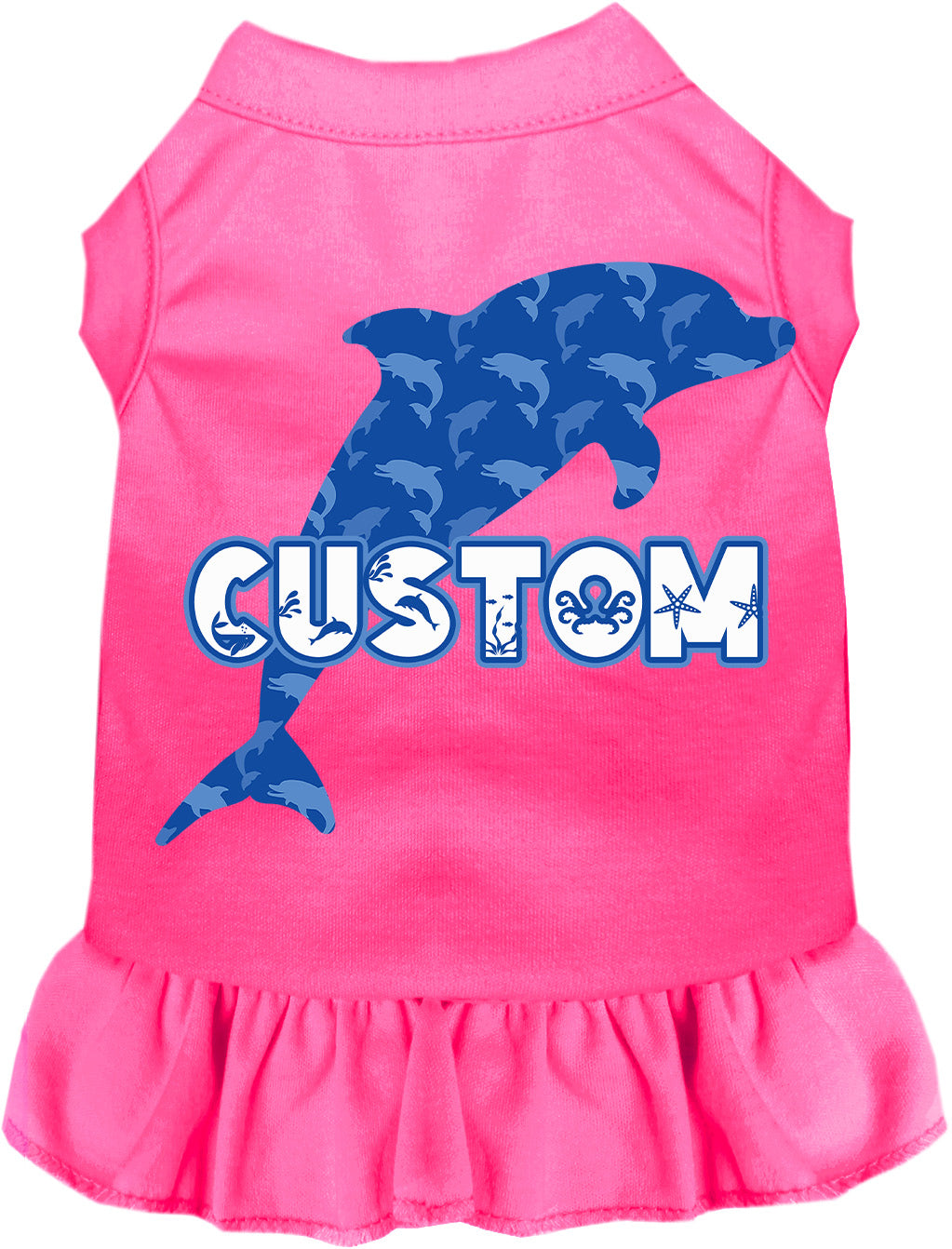 Custom Blue Dolphins Pet Dress Bright Pink
