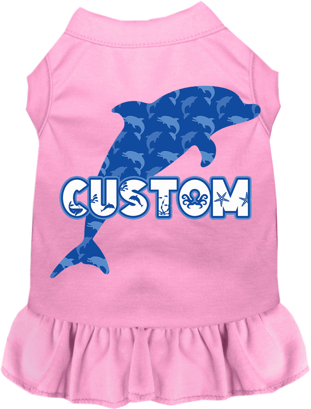 Custom Blue Dolphins Pet Dress Light Pink