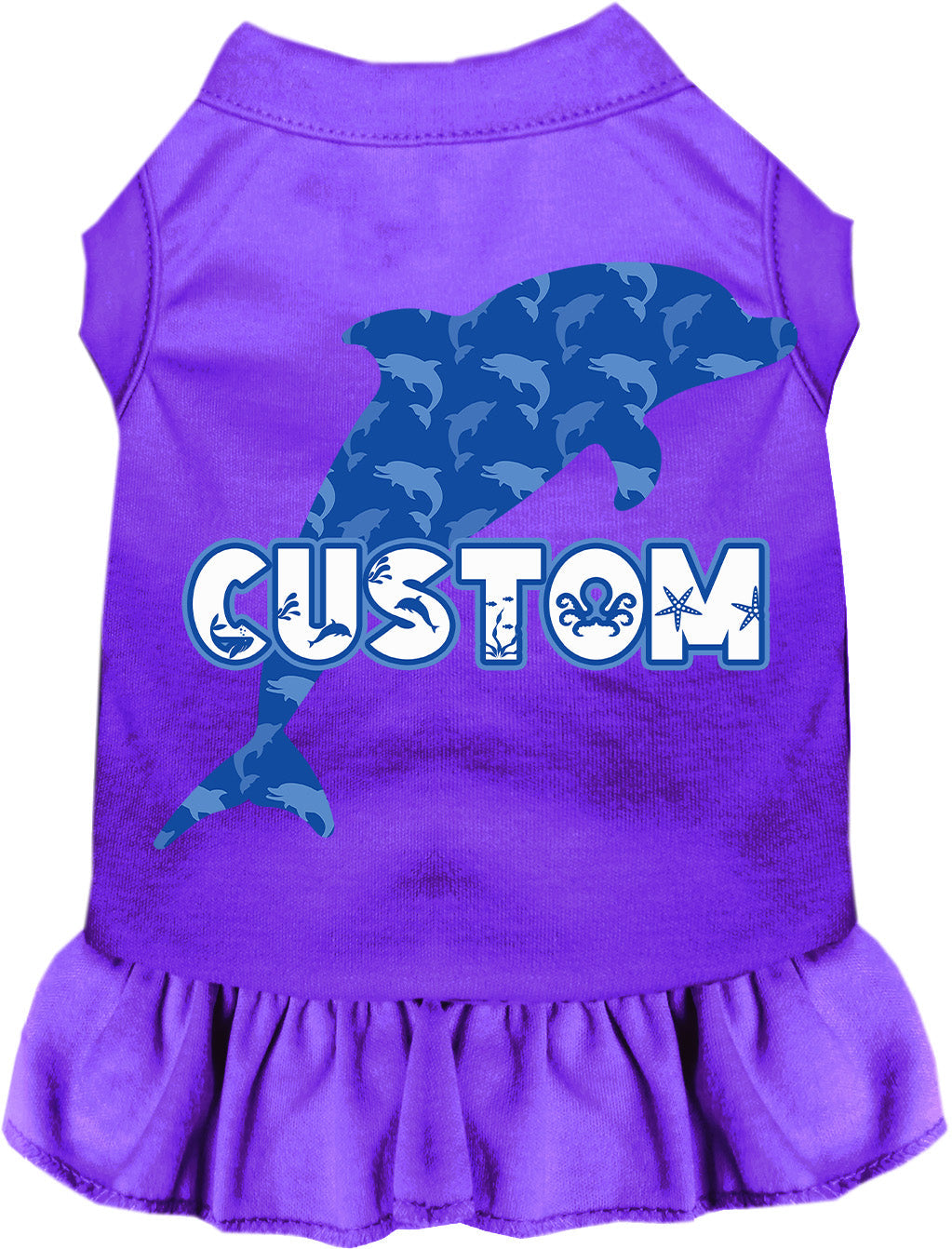 Custom Blue Dolphins Pet Dress Purple