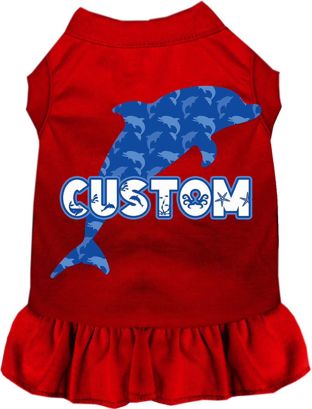 Custom Blue Dolphins Pet Dress Red