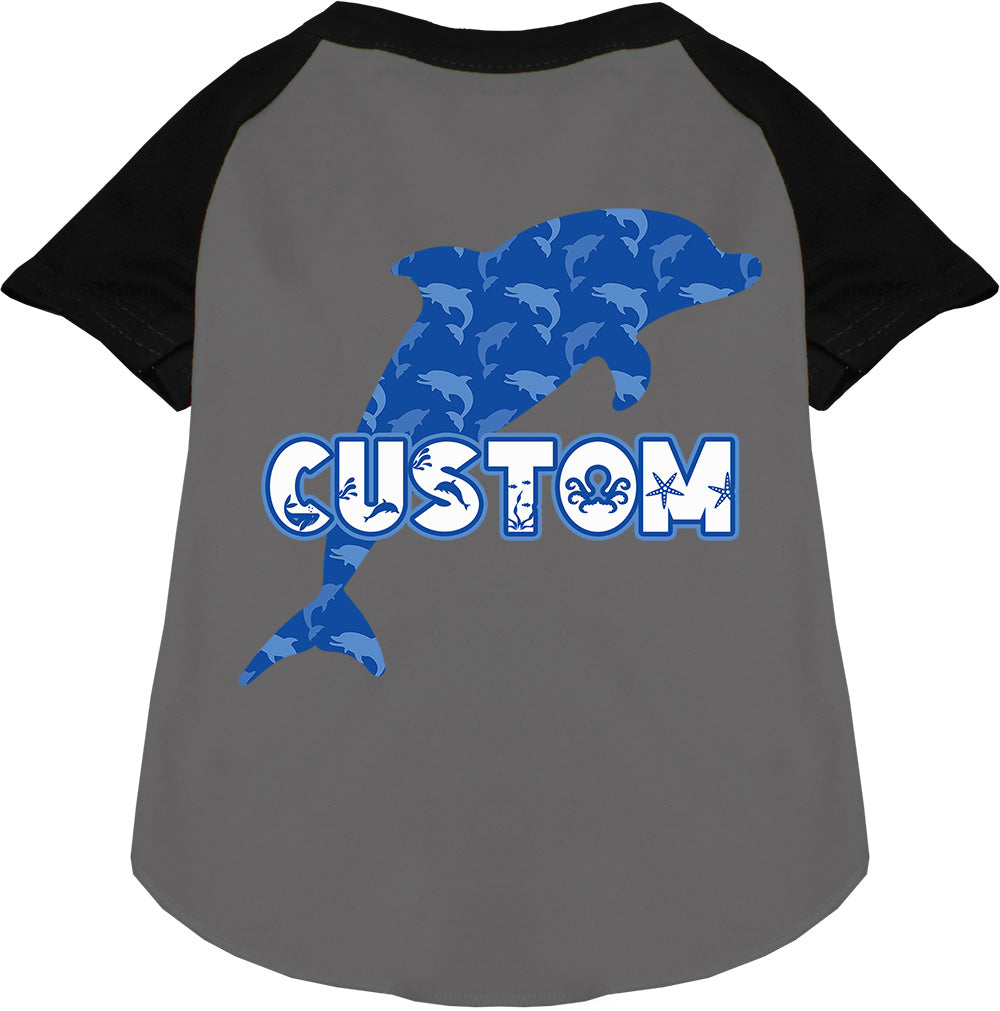 Custom Blue Dolphins Pet Raglan Shirts Grey with Black