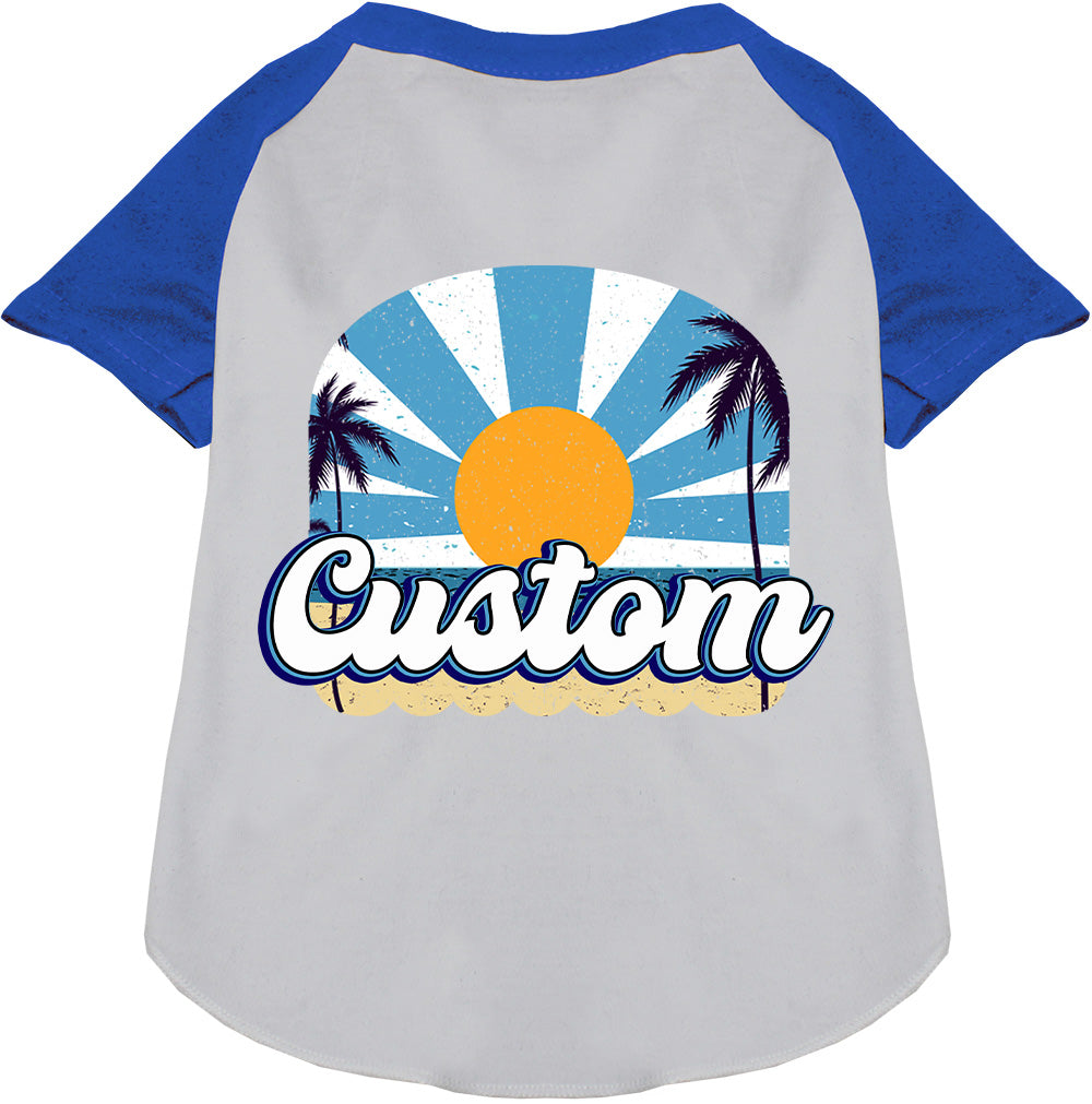 Custom Coast Pet Raglan Shirts White with Blue
