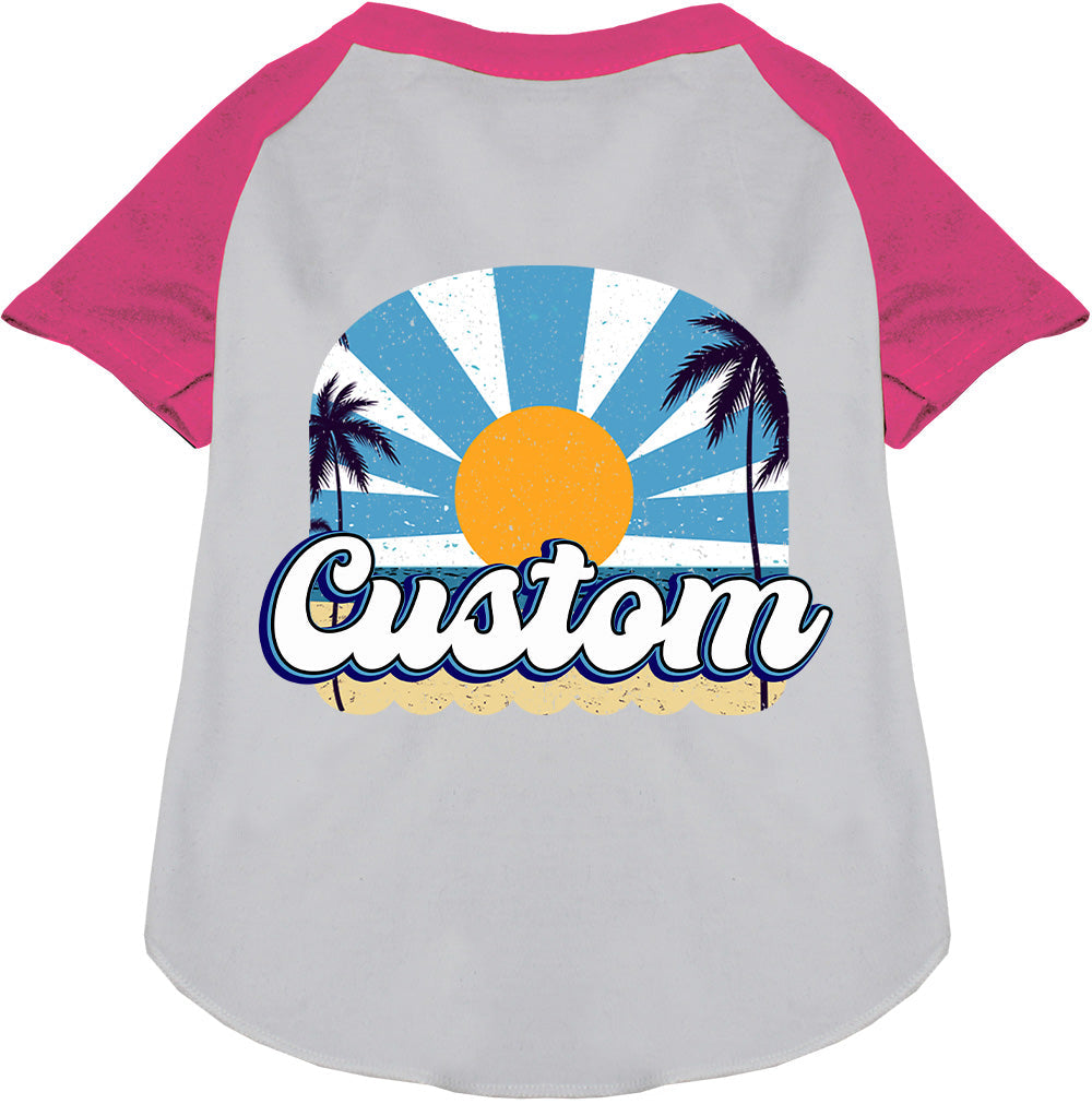 Custom Coast Pet Raglan Shirts White with Bright Pink