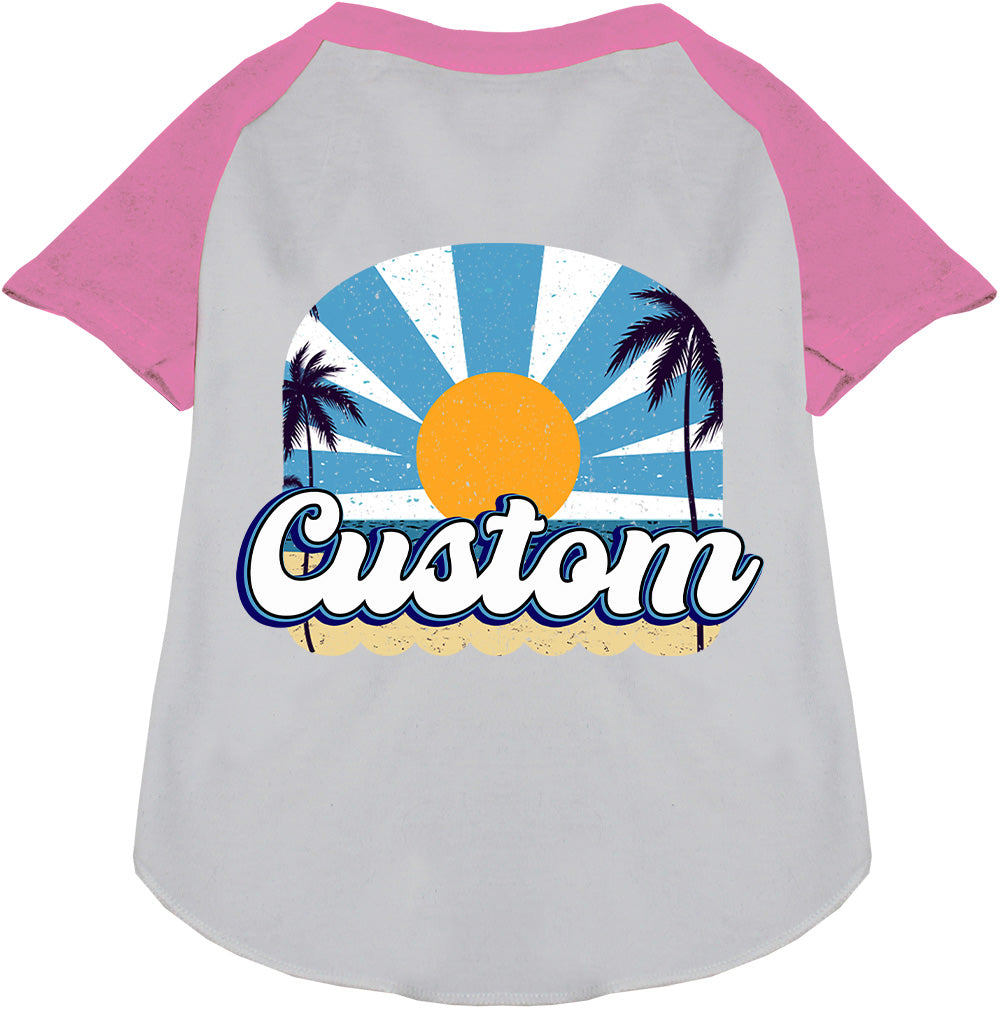 Custom Coast Pet Raglan Shirts White with Light Pink