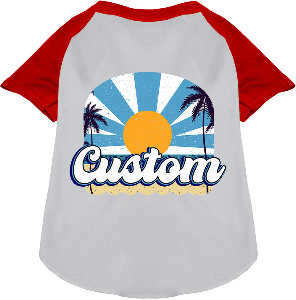 Custom Coast Pet Raglan Shirts White with Red